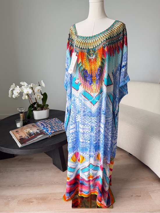 Camilla Dresses & Skirts - Camilla Silk Crystal Embellished Caftan Kaftan One Size NWT $600 Resort Cover Up